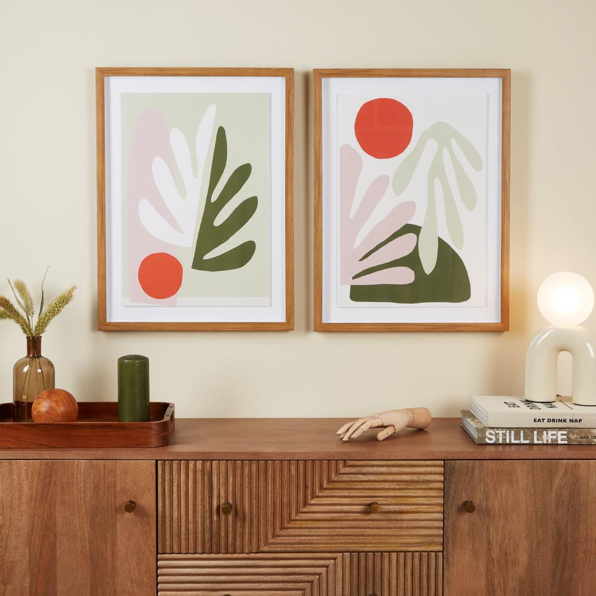 Set of 2 Elements Lokke Framed Prints Green/Orange/White – image 1