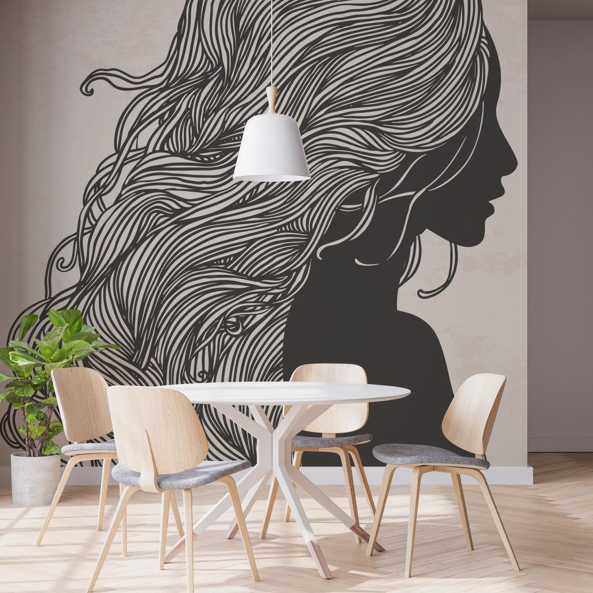 Boho Woman Silhouette Mural Natural – image 1