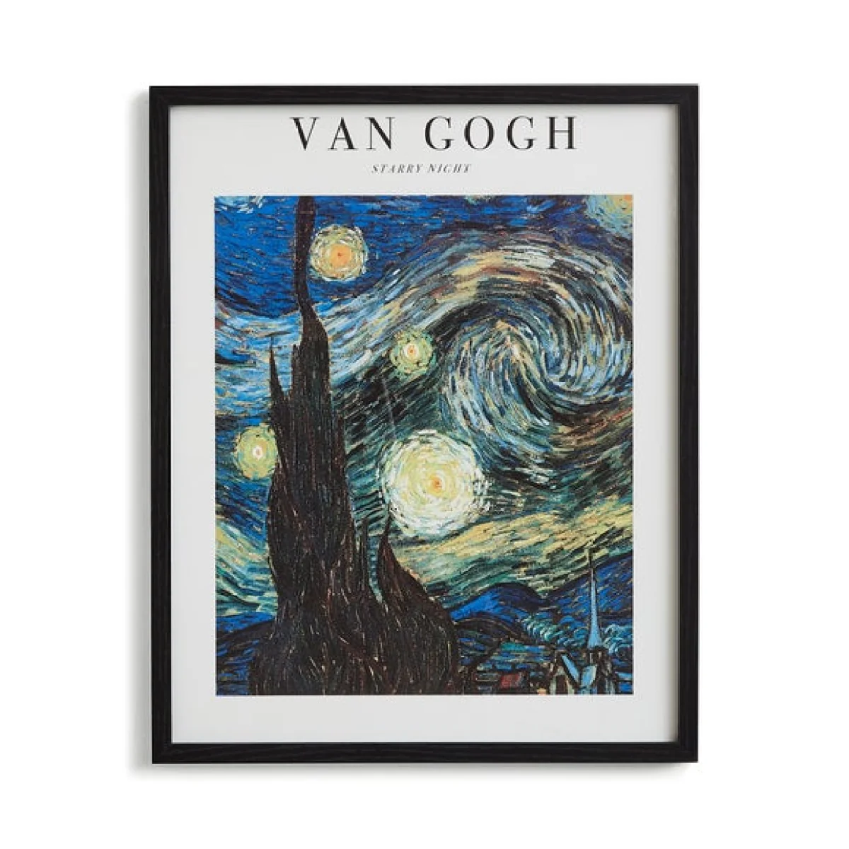 Starry Night by Van Gogh Framed Print Black – image 3