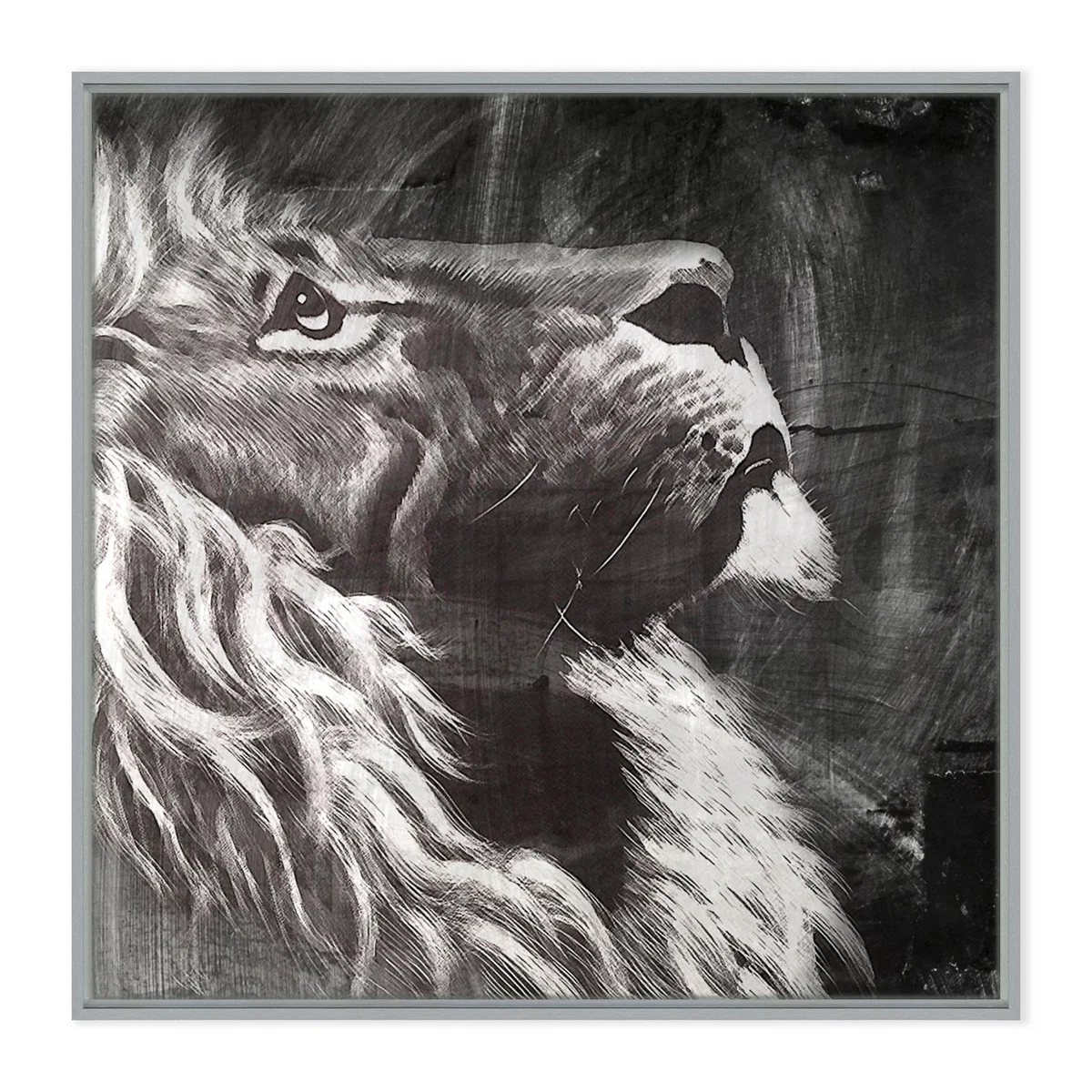Chalk Lion Framed Print Silver – image 2