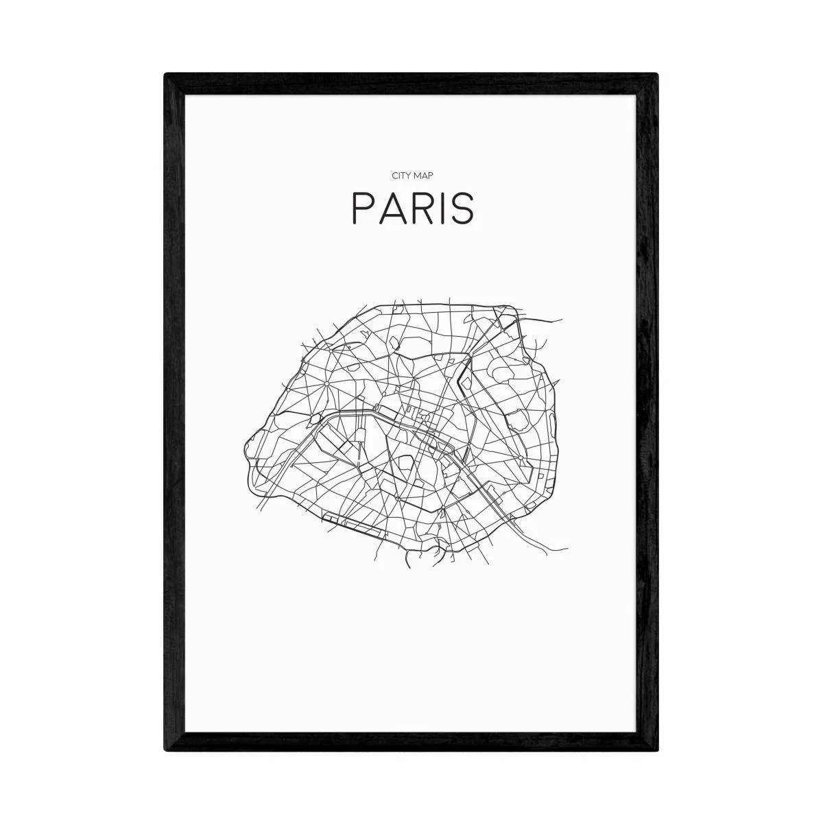 East End Prints City Map Paris Print Black/White – image 2