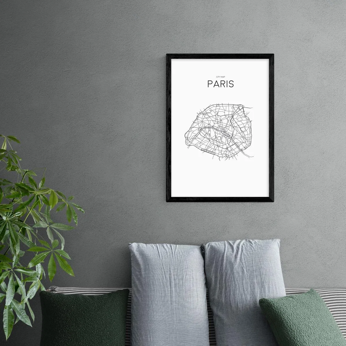 East End Prints City Map Paris Print Black/White – image 1