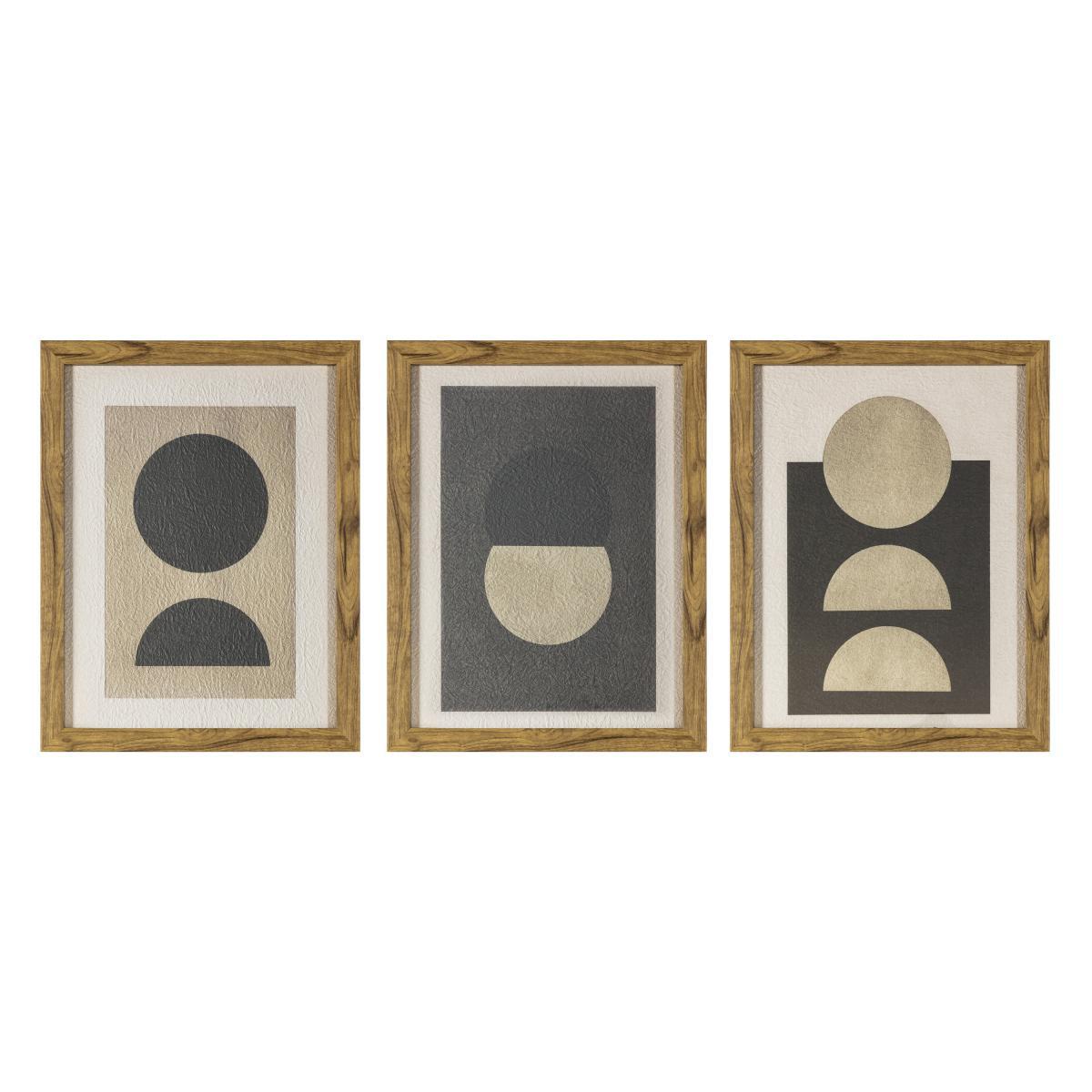 Set of 3 Solar Eclipse Framed Prints Natural – image 2