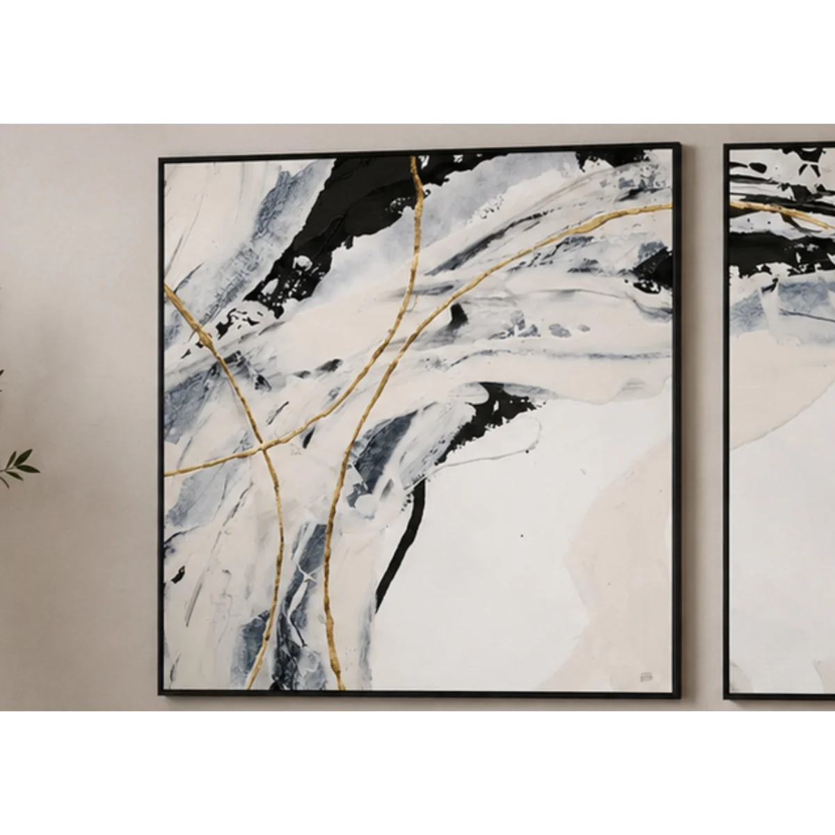 Gold and Cream 2 Square Framed Velvet Canvas - Home Accessories - In Time for Christmas – image 2