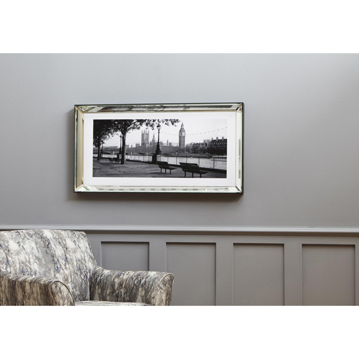 London View Mirror Glass Framed Picture - Grey – image 2