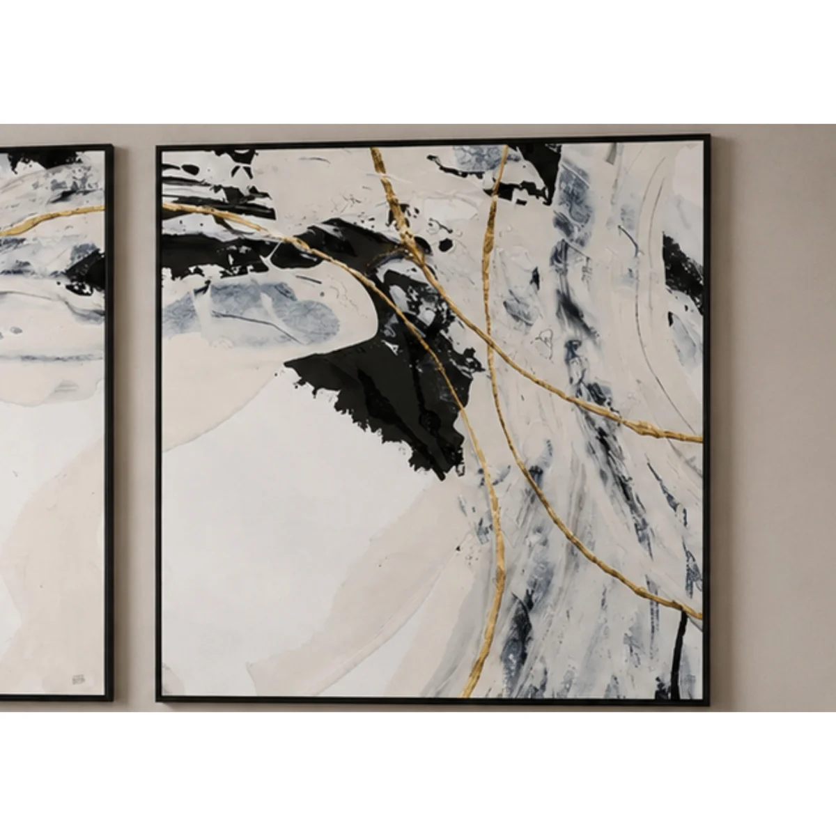 Gold and Cream 1 Square Framed Velvet Canvas - Home Accessories - In Time for Christmas – image 2