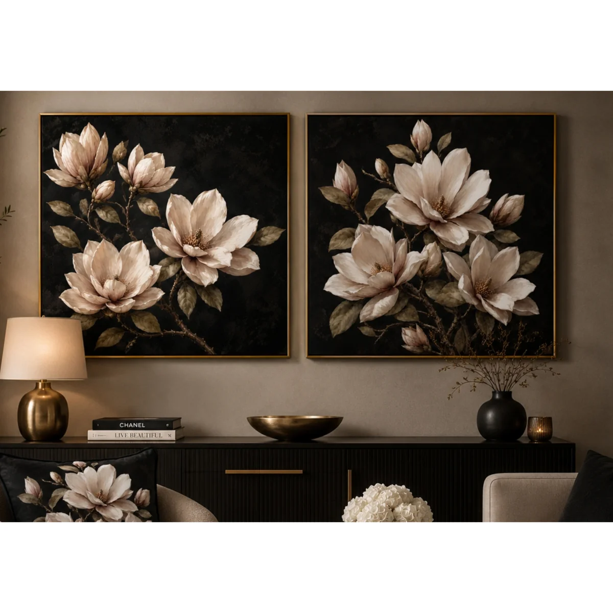 Deep Magnolia 1 Square Framed Velvet Canvas - Home Accessories - In Time for Christmas – image 3