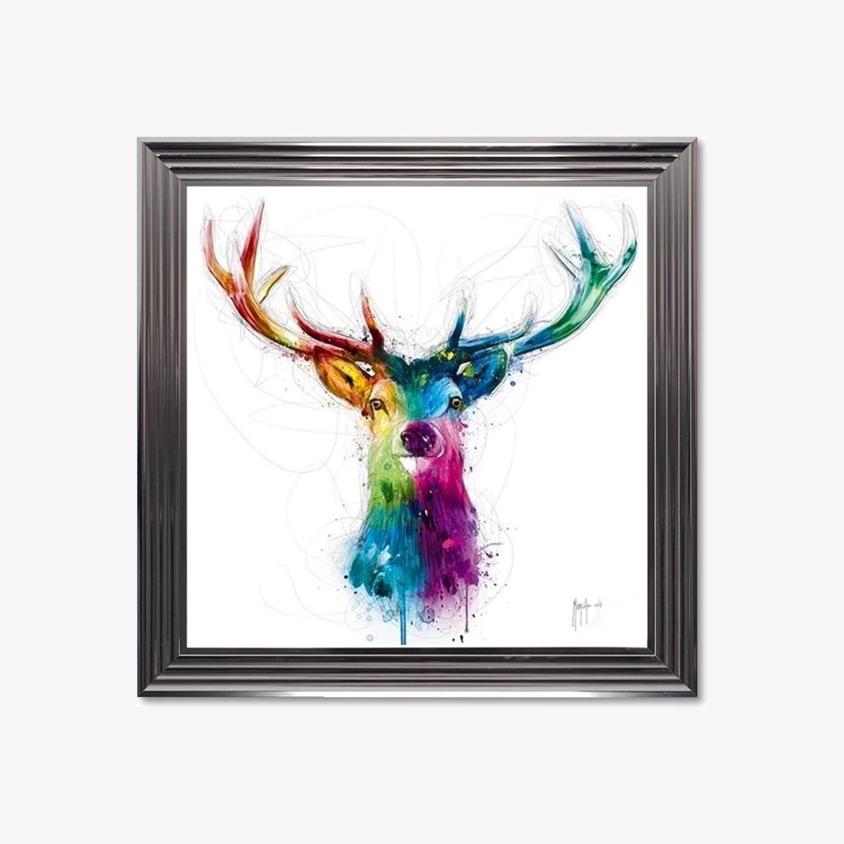 Multi Colour Stag Framed Picture - Multicoloured