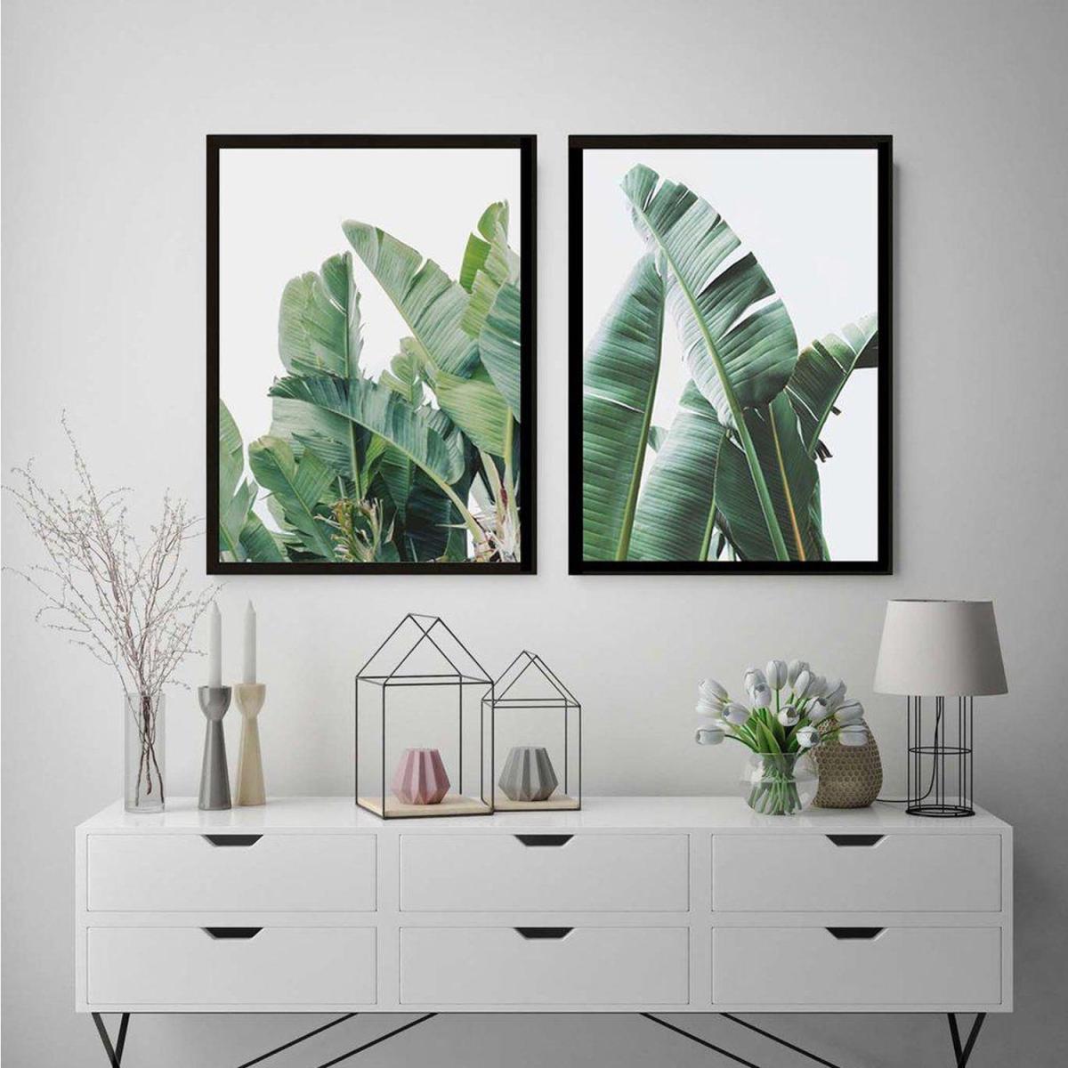 Green Banana Leaves Set of 2 Framed Prints - Abstract House – image 2