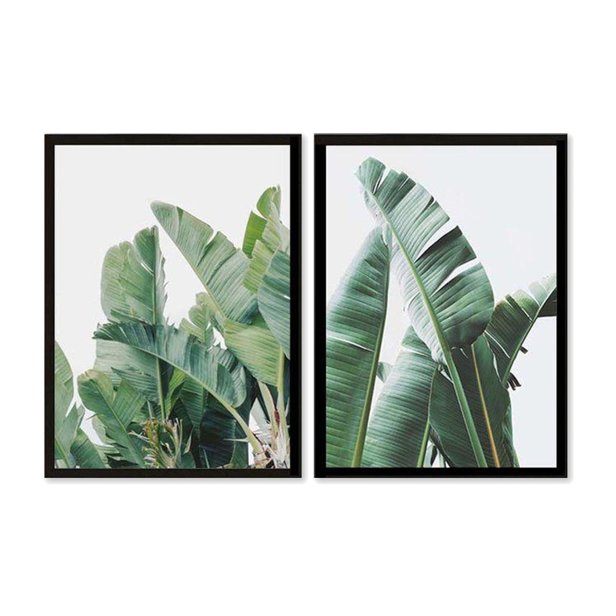 Green Banana Leaves Set of 2 Framed Prints - Abstract House – image 1