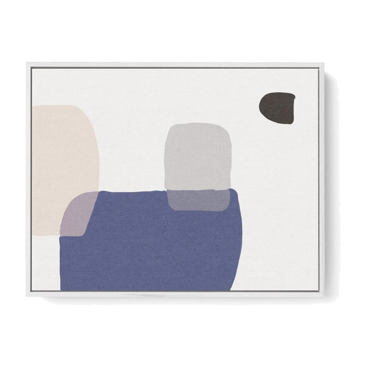 Blue & Grey Abstract Shapes Framed Canvas Print- Abstract House