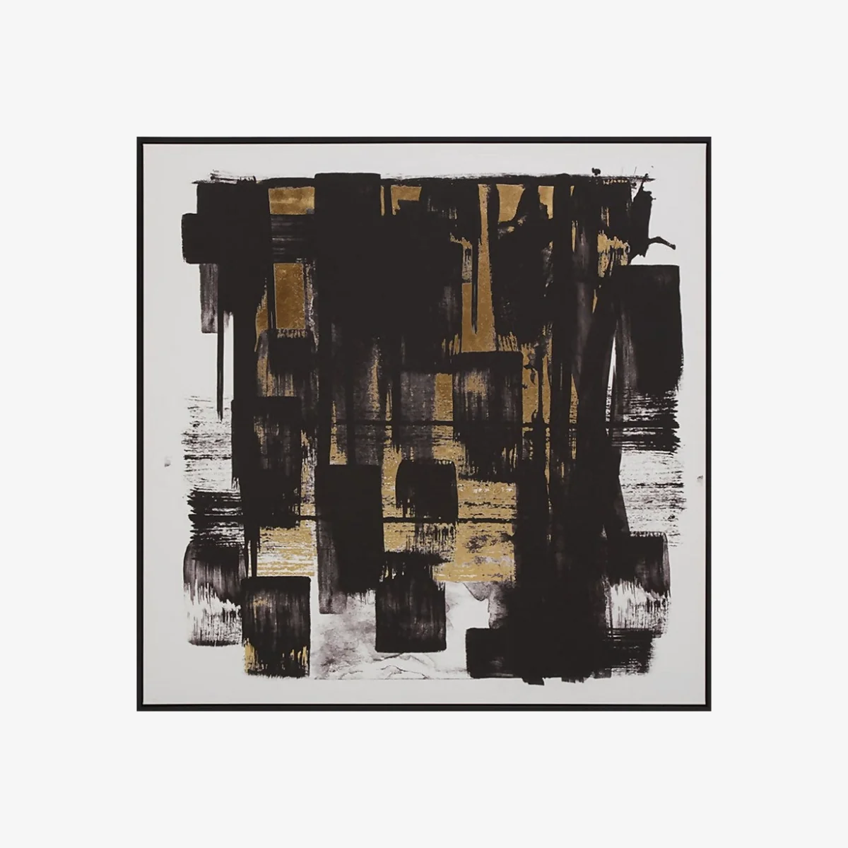 Astratto Canvas Wall Art - Black, White & Gold - 102.6x102.6cm