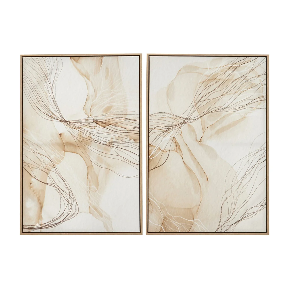 Astratto Set of 2 Scribble Design Wall Art - Natural - 63x93cm