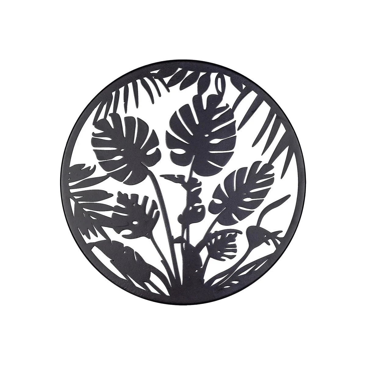 Jungle Leaf Garden Wall Art 35cm - Black