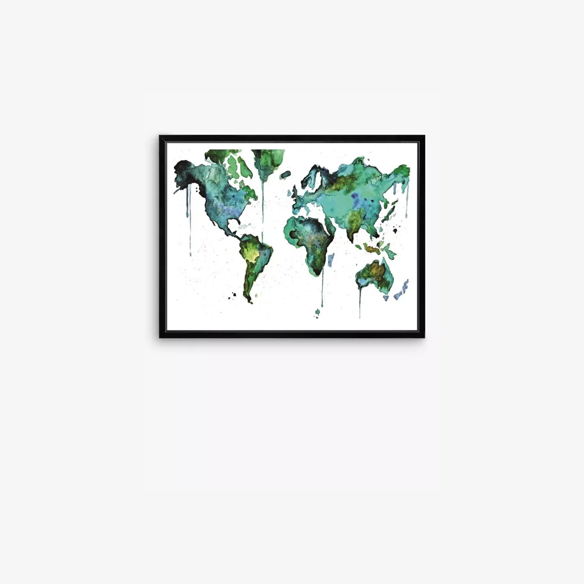 World - Abstract Map Framed Print & Mount, 81 x 101.5cm, Green/Blue – image 1