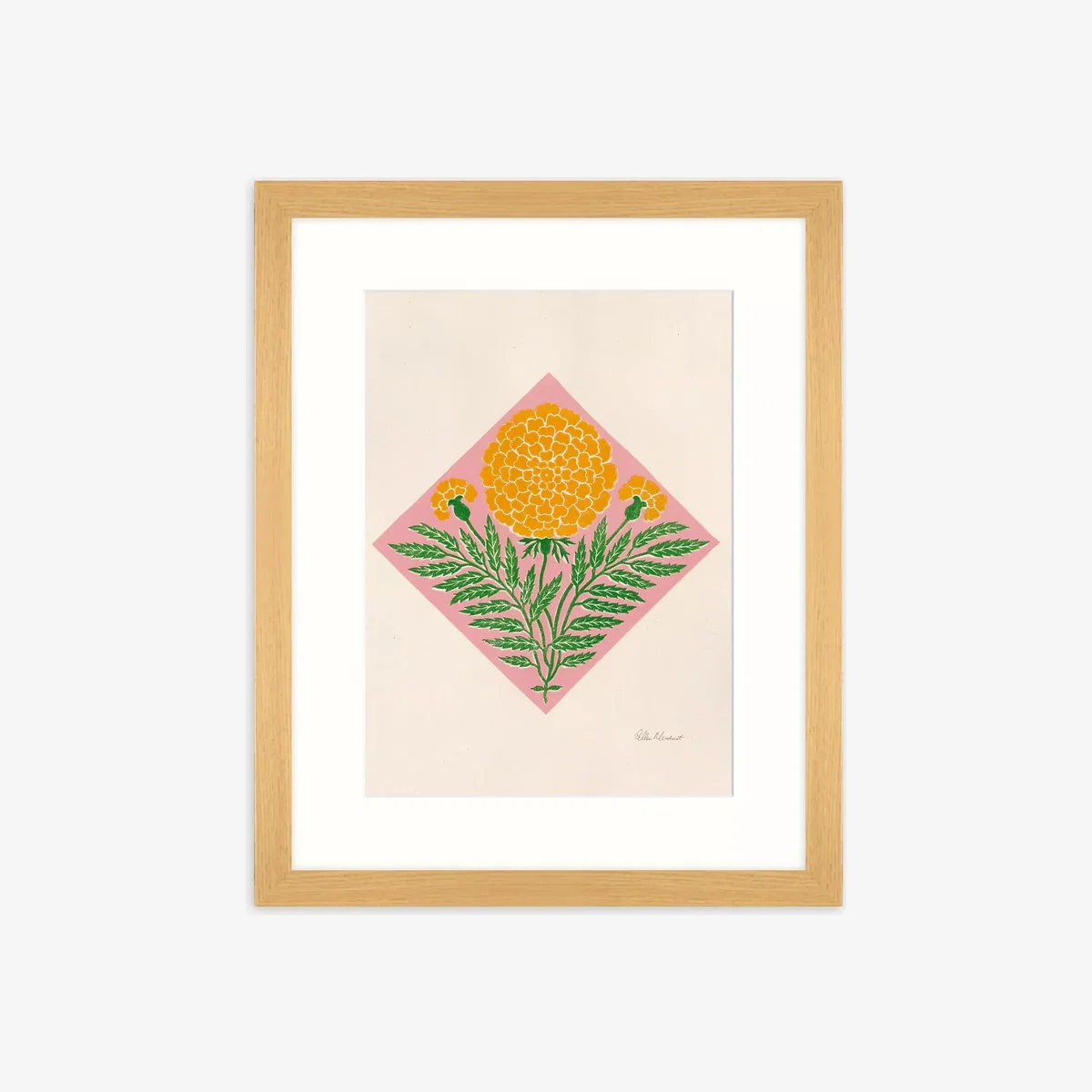 Ellen Merchant - 'Marigold' Framed Print & Mount, 53 x 43cm, Pink/Multi – image 1