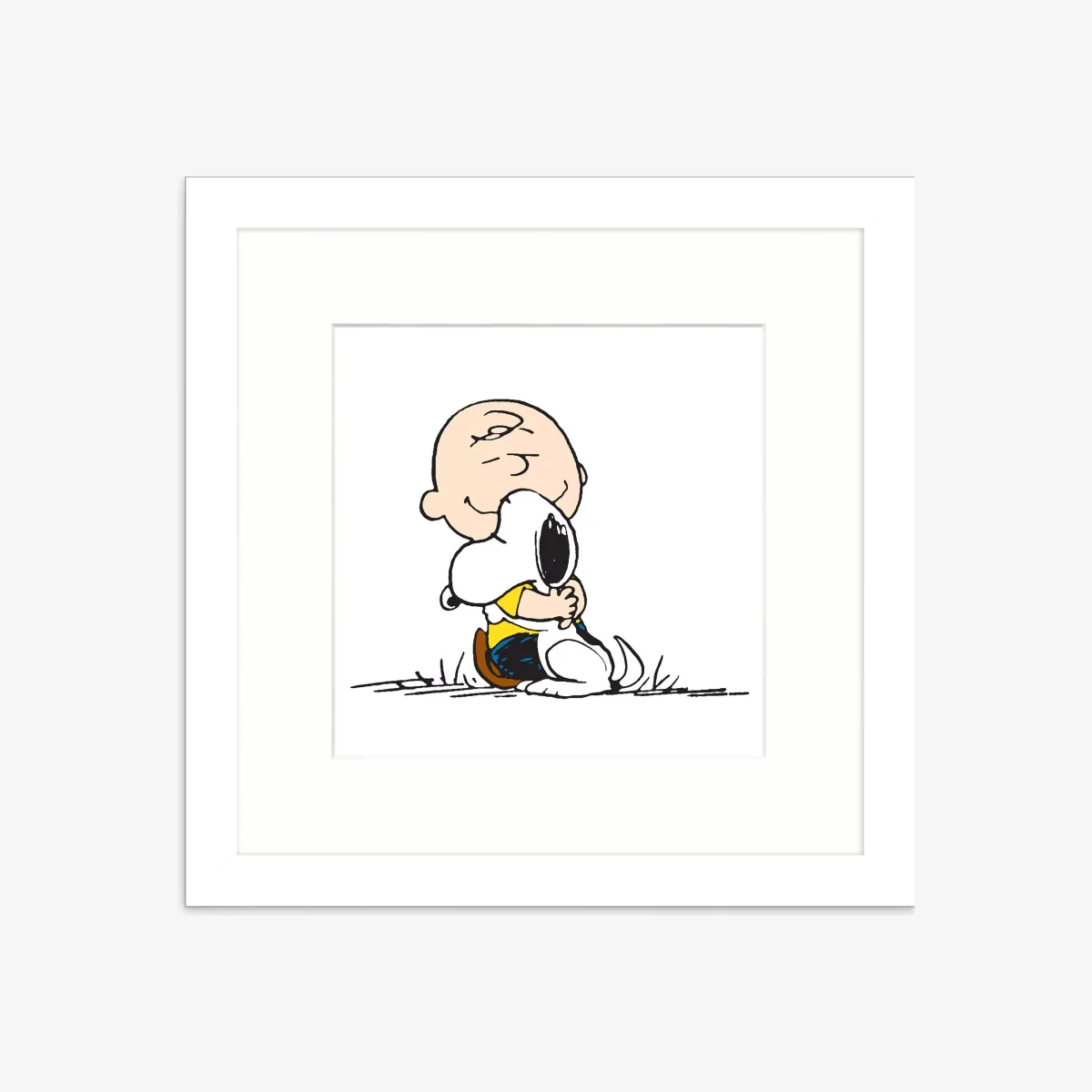 Peanuts - 'Snoopy & Charlie Brown Hug' Framed Print & Mount, 33.5 x 33.5cm, White/Multi