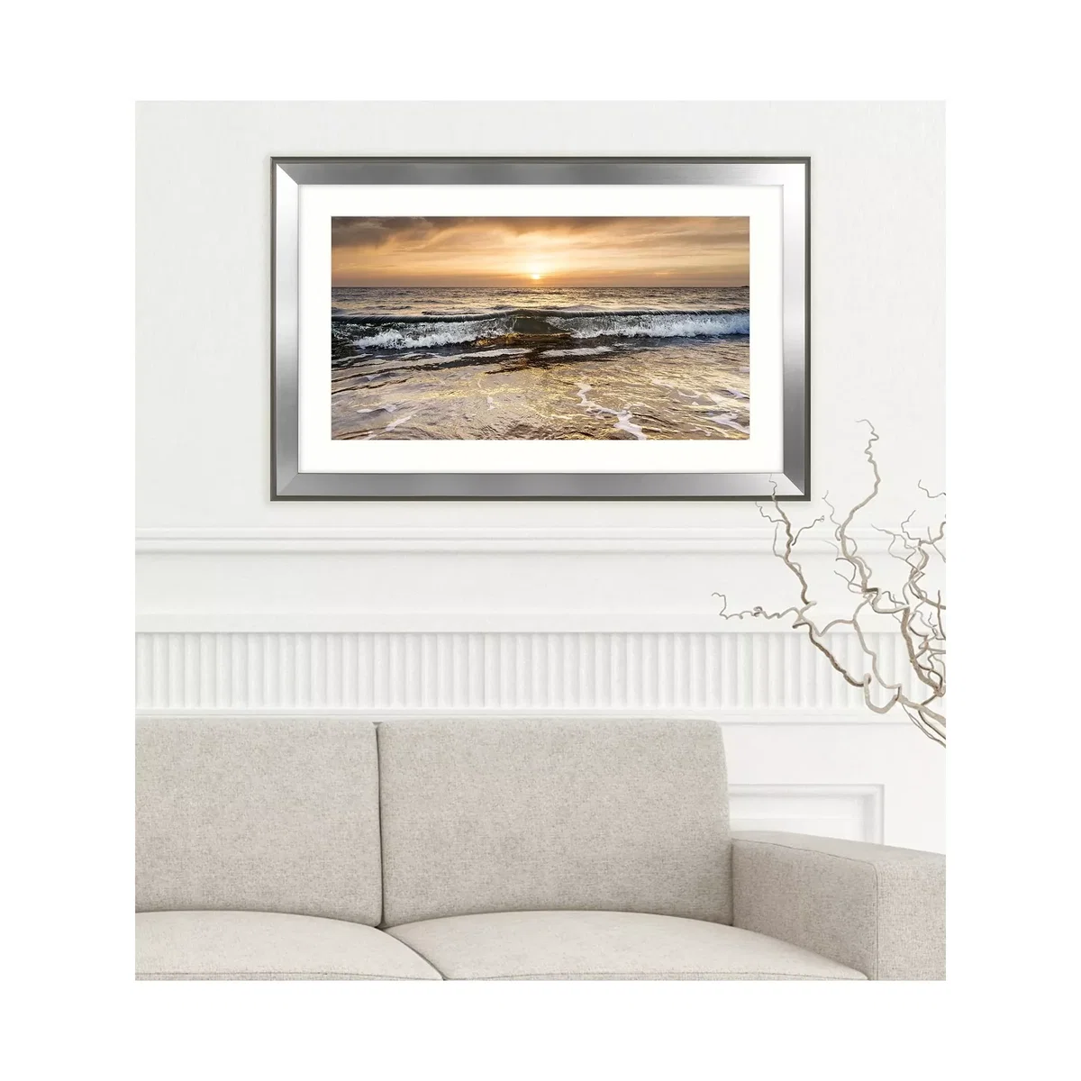 Mike Shepherd - 'Setting Sun' Framed Print & Mount, 71.5 x 110.5cm, Yellow/Multi – image 2