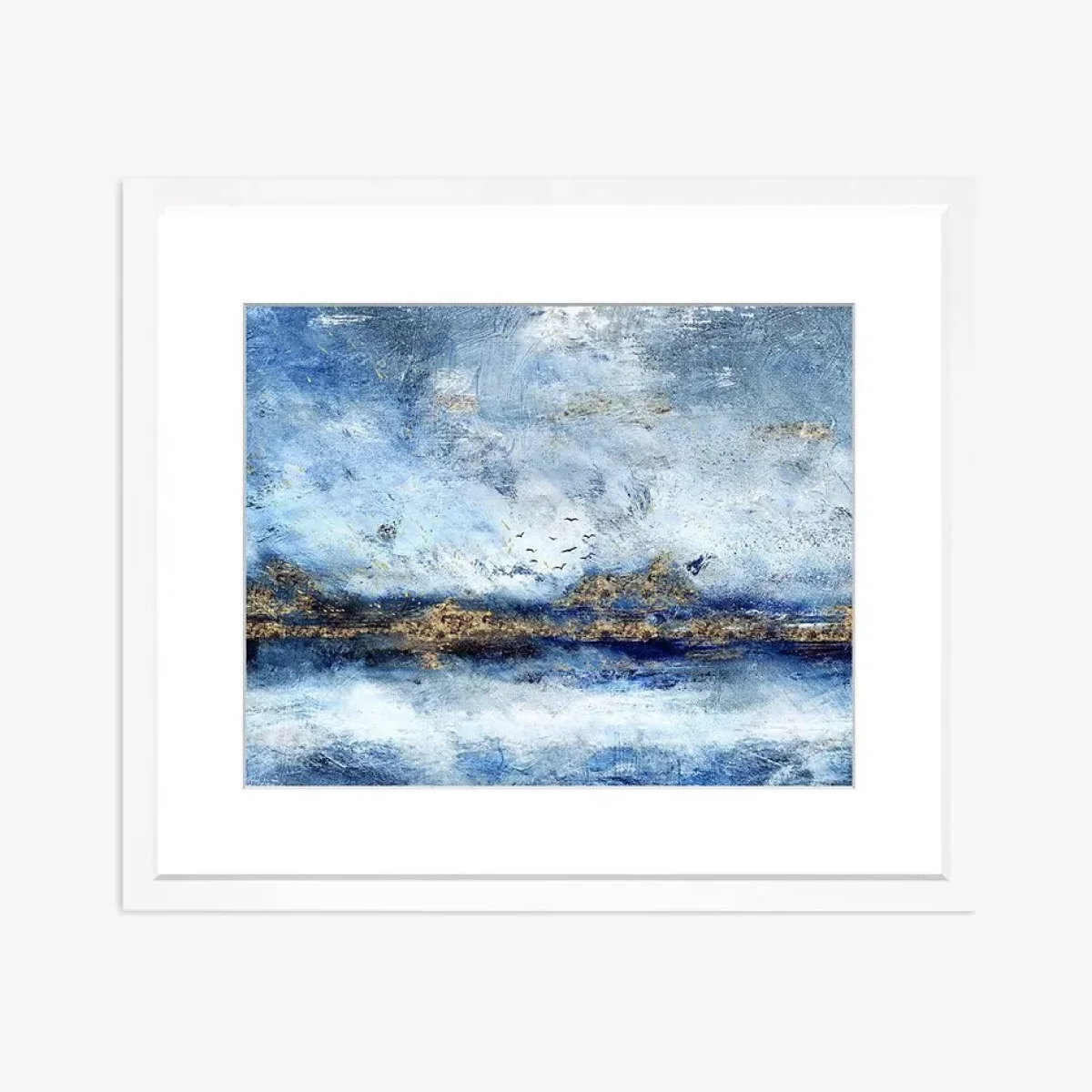 Winter Migration Framed Print & Mount, 82 x 97cm, Blue