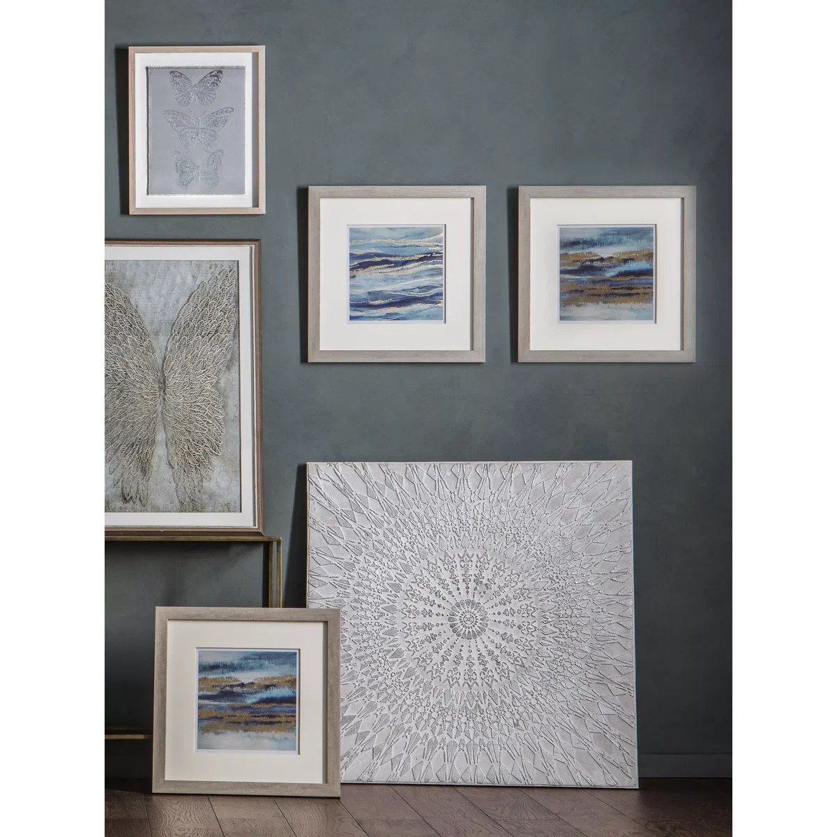 Aqua - Abstract Sea Framed Print & Mount, Set of 2, 56 x 56cm, Blue – image 2