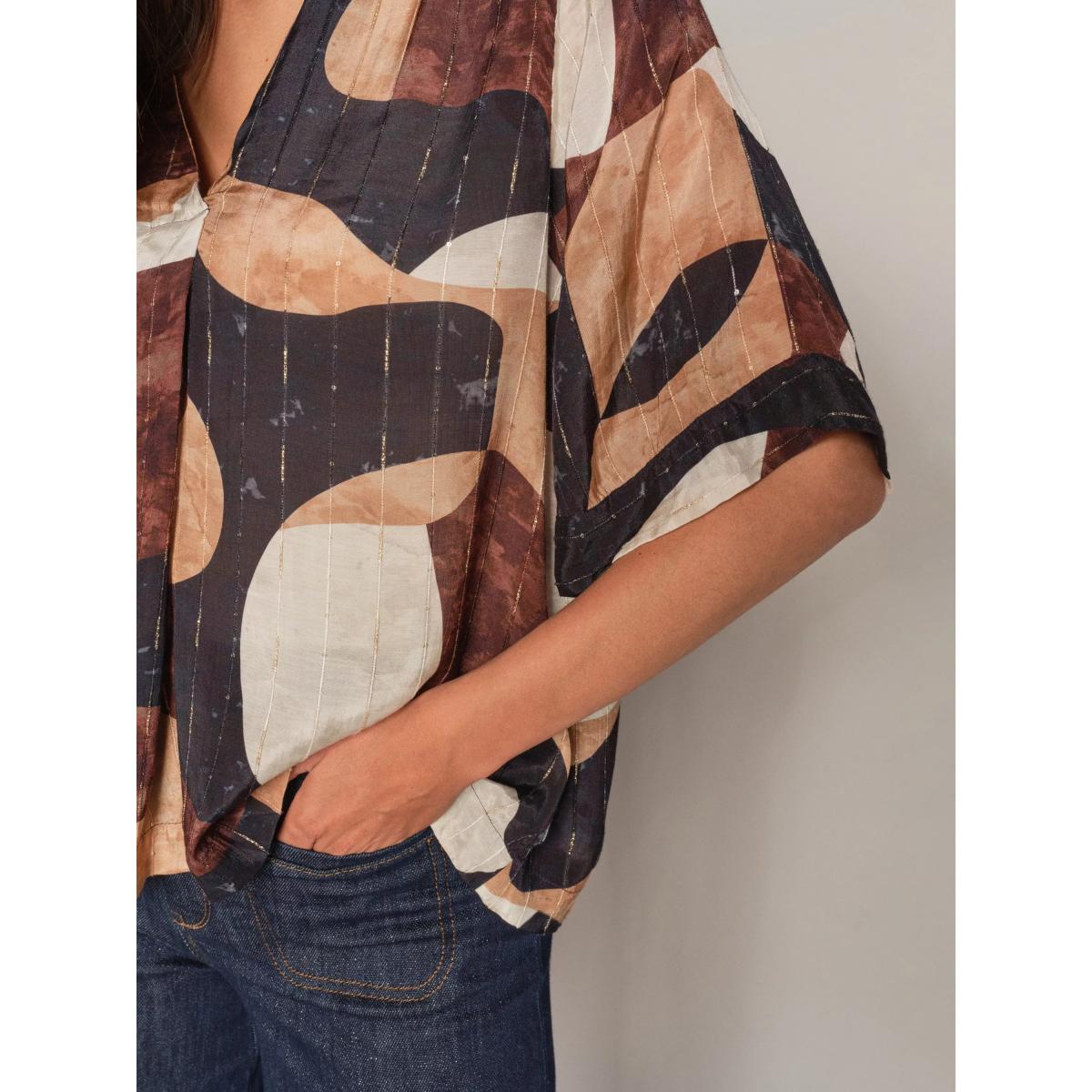 MOS MOSH Rosalie Graphic Print Top, Salute Navy/Multi – image 2