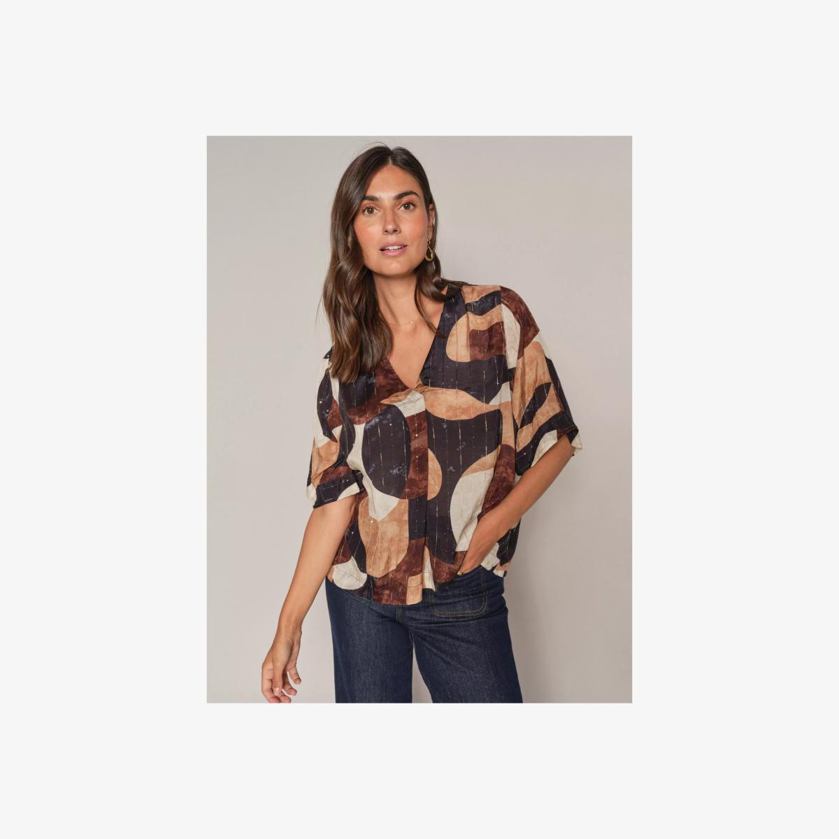 MOS MOSH Rosalie Graphic Print Top, Salute Navy/Multi – image 1
