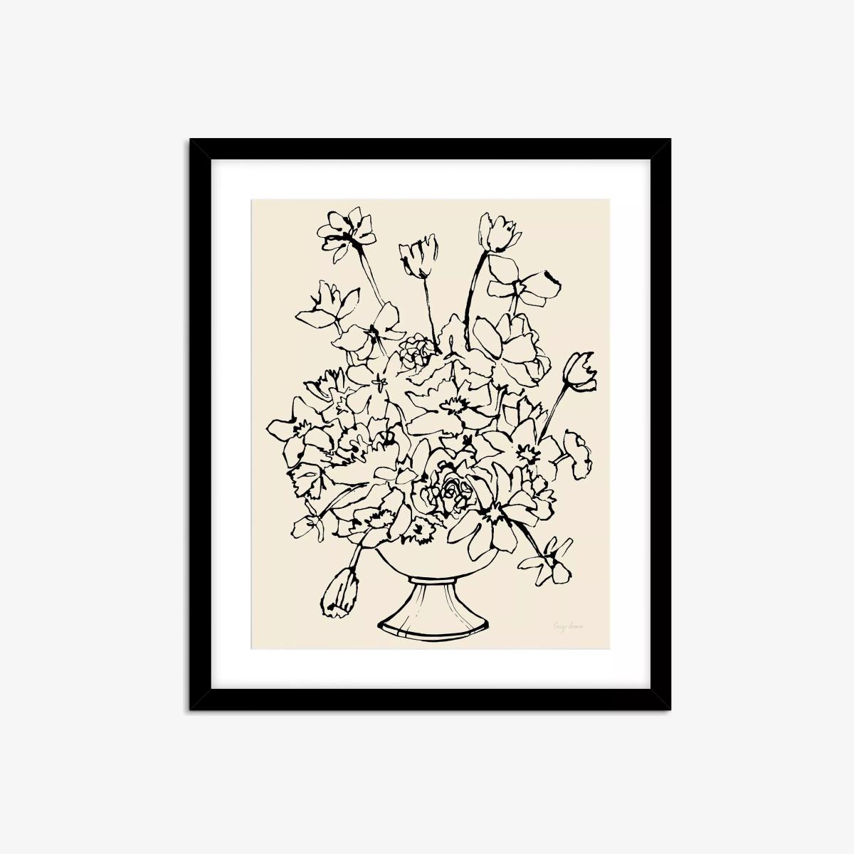 John Lewis Lucy Deaner 'Flowers in a Pedastal Vase' Framed Print & Mount, 63.5 x 53.5cm, Black – image 1
