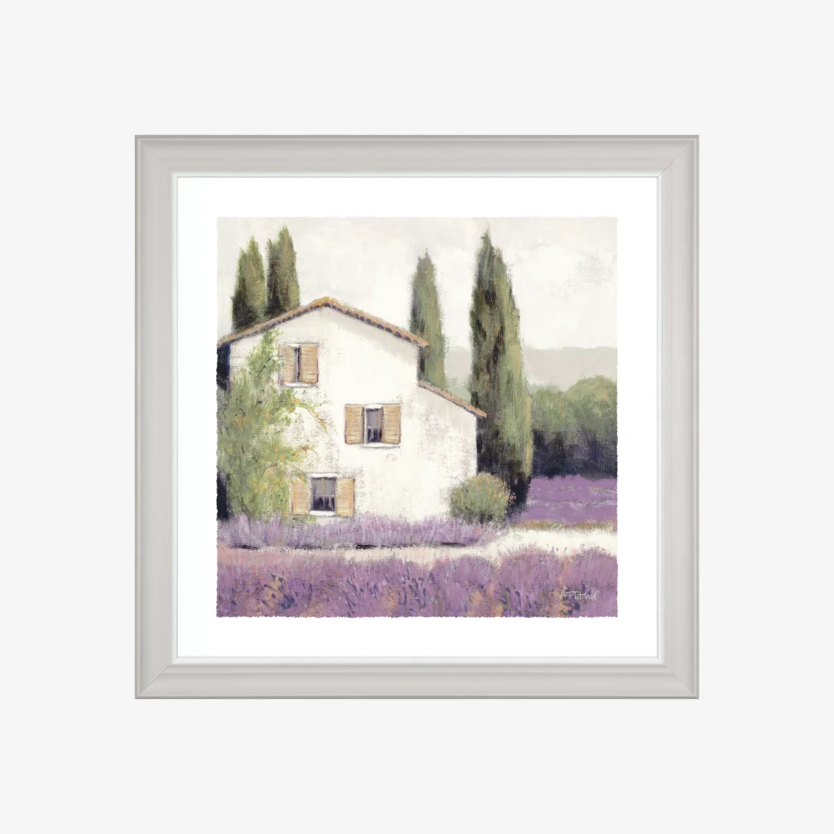 Adelene Fletcher - Lavender Cottage Framed Print & Mount, 38 x 38cm – image 1