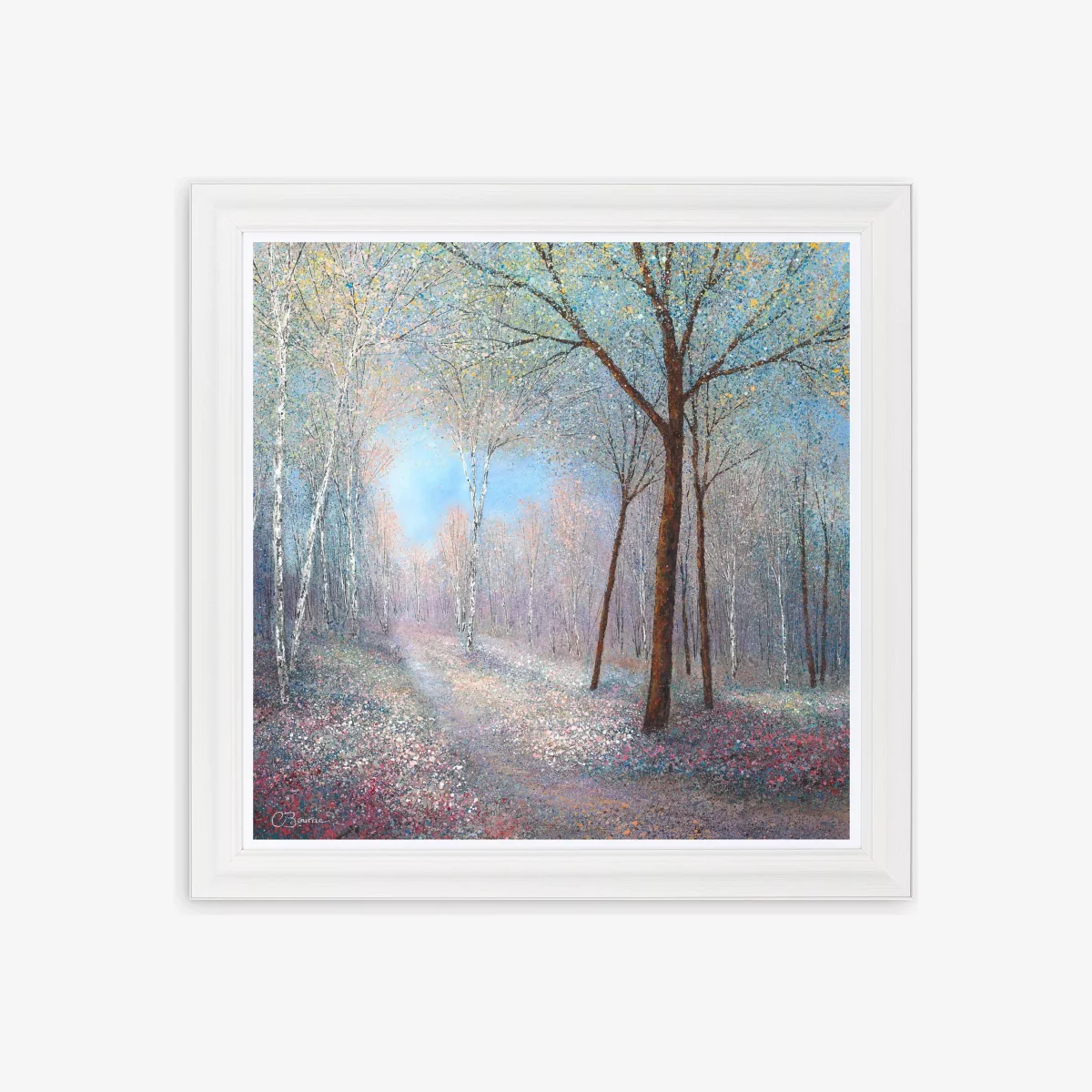 Chris Bourne - Tranquil Stroll Framed Print, 82 x 82cm, Blue/Multi