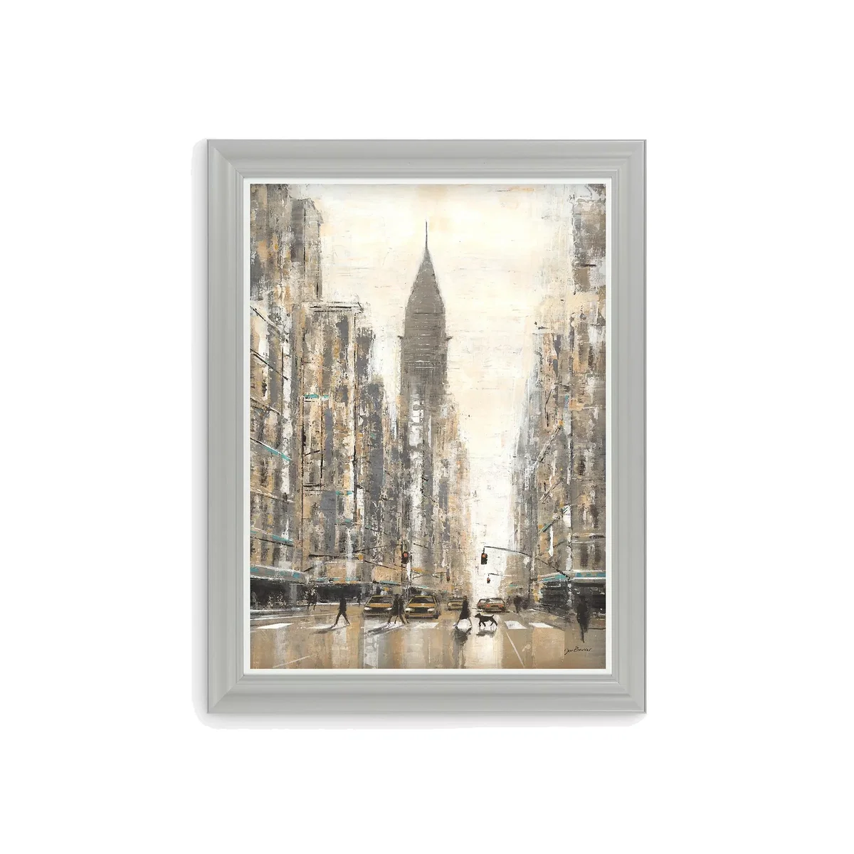 Jon Barker - Chrysler Building New York Street 2 Framed Print, 91 x 71cm, Grey/Multi – image 1