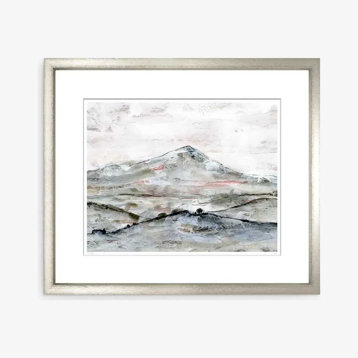 Liz Clayton - Mountainscape Framed Print & Mount, 58 x 49cm, Blue/Multi