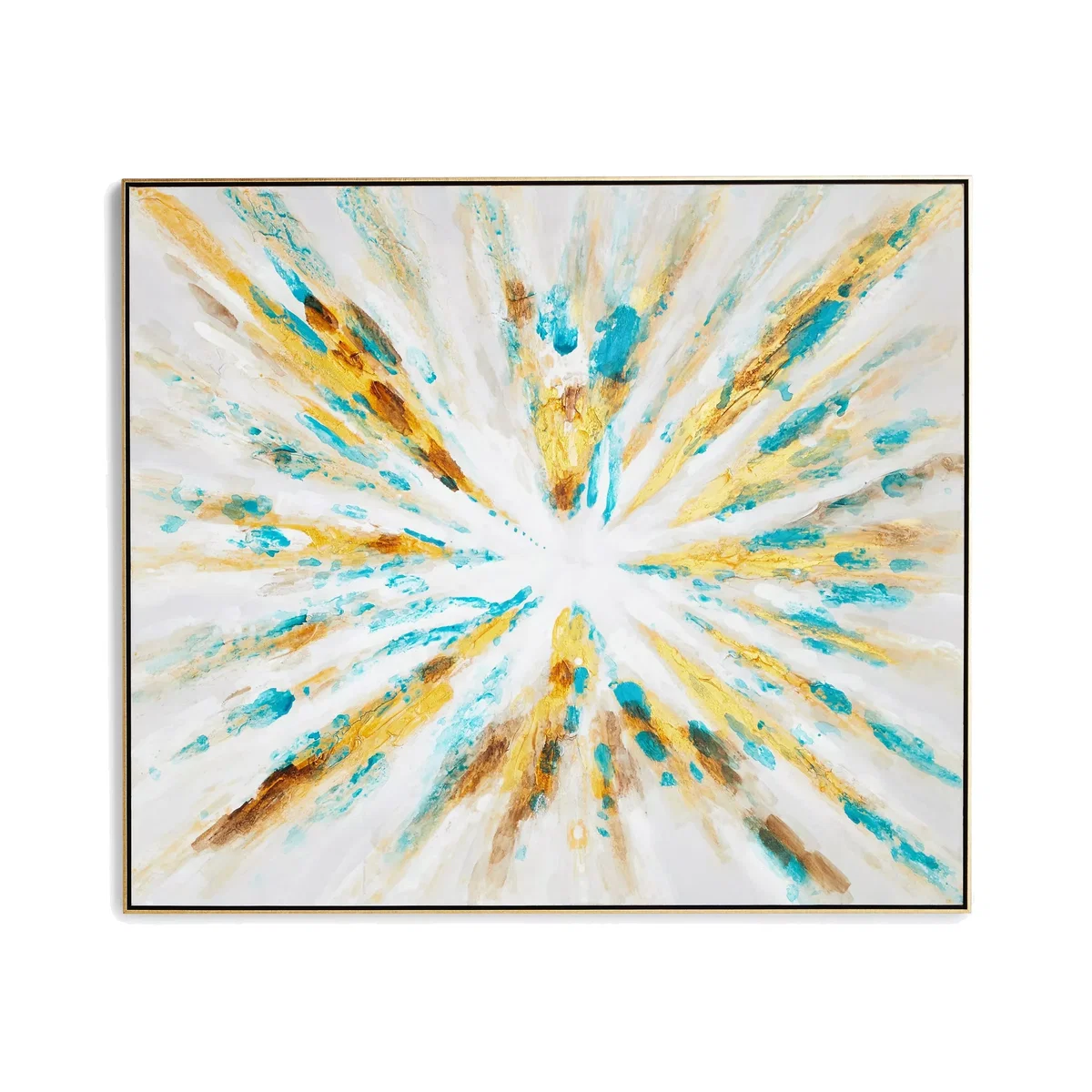 John Lewis 'Explode' Hand-Painted Framed Canvas, 130 x 150cm, Gold/Blue – image 1