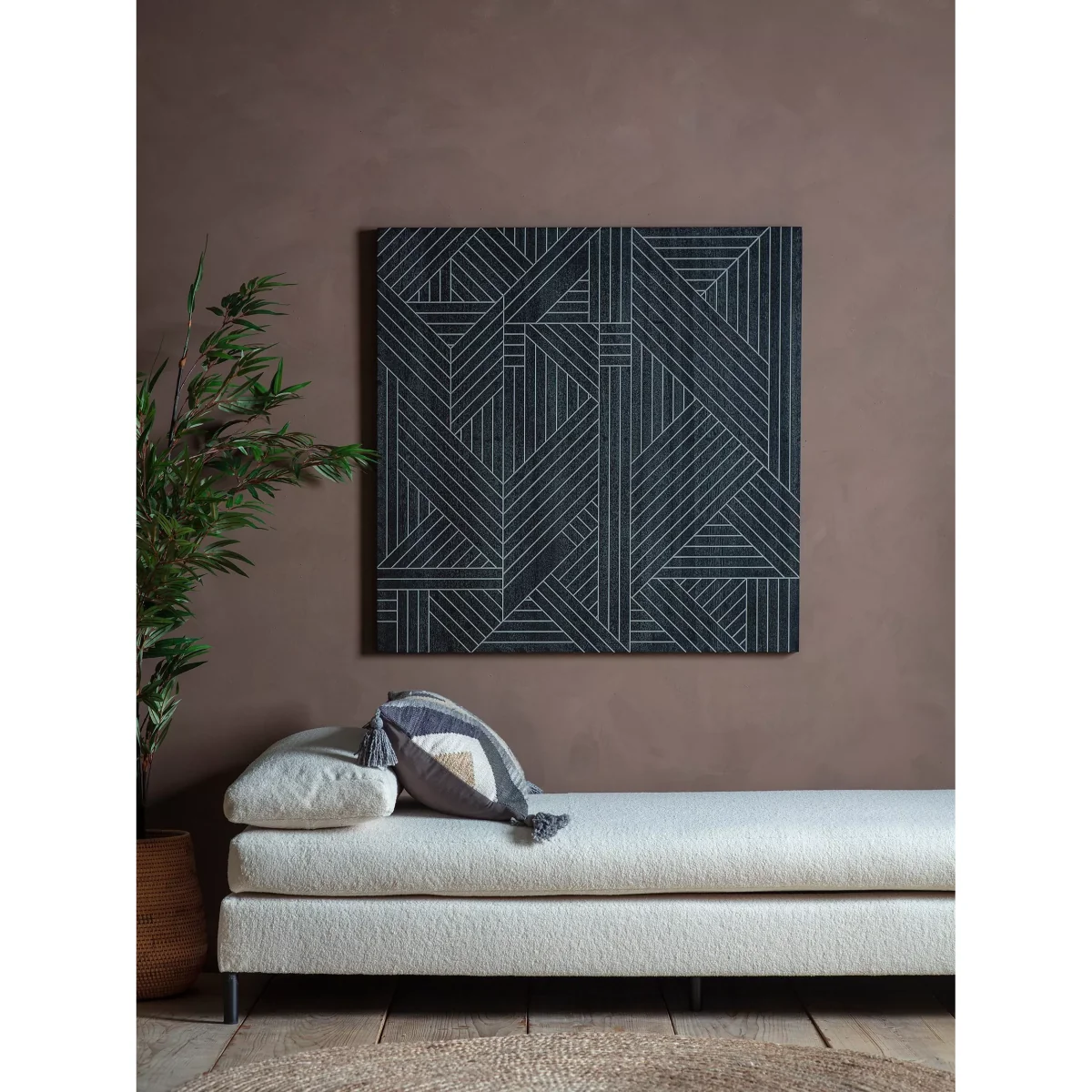 Kakuda Engraved Geometric Wall Art, 100 x 100cm, Black – image 2