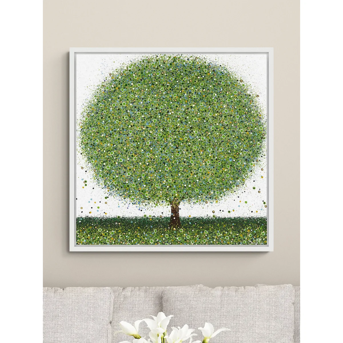Sarah Pye - 'Silver Lining' Framed Canvas Print & Mount, 84.5 x 84.5cm, Green – image 2