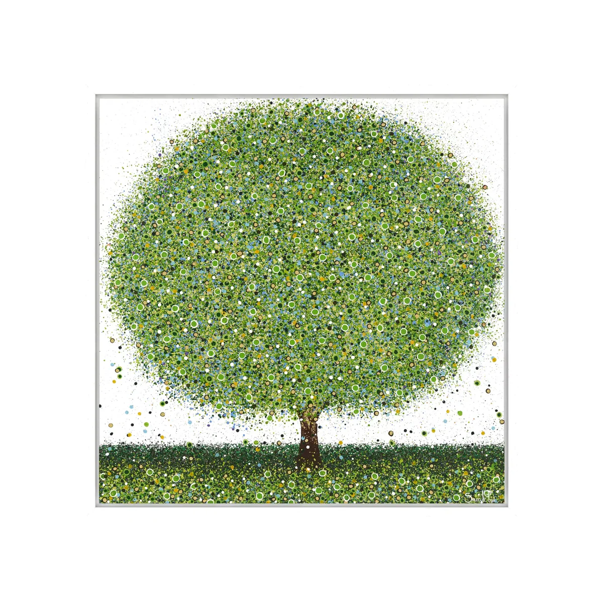 Sarah Pye - 'Silver Lining' Framed Canvas Print & Mount, 84.5 x 84.5cm, Green – image 1