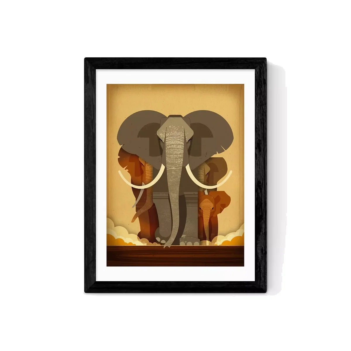 EAST END PRINTS Dieter Braun 'Elephant Stampede' Framed Print – image 1