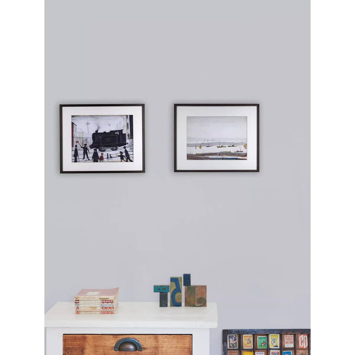 LS Lowry - Level Crossing Framed Print & Mount, 34.2 x 42.6cm – image 2