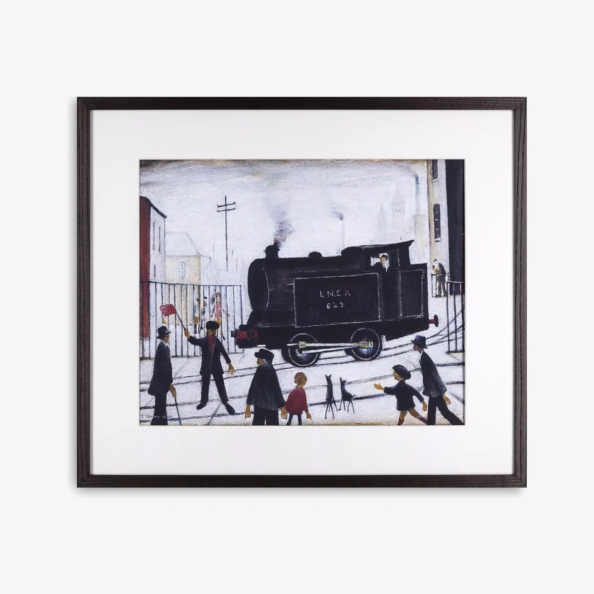 LS Lowry - Level Crossing Framed Print & Mount, 34.2 x 42.6cm – image 1