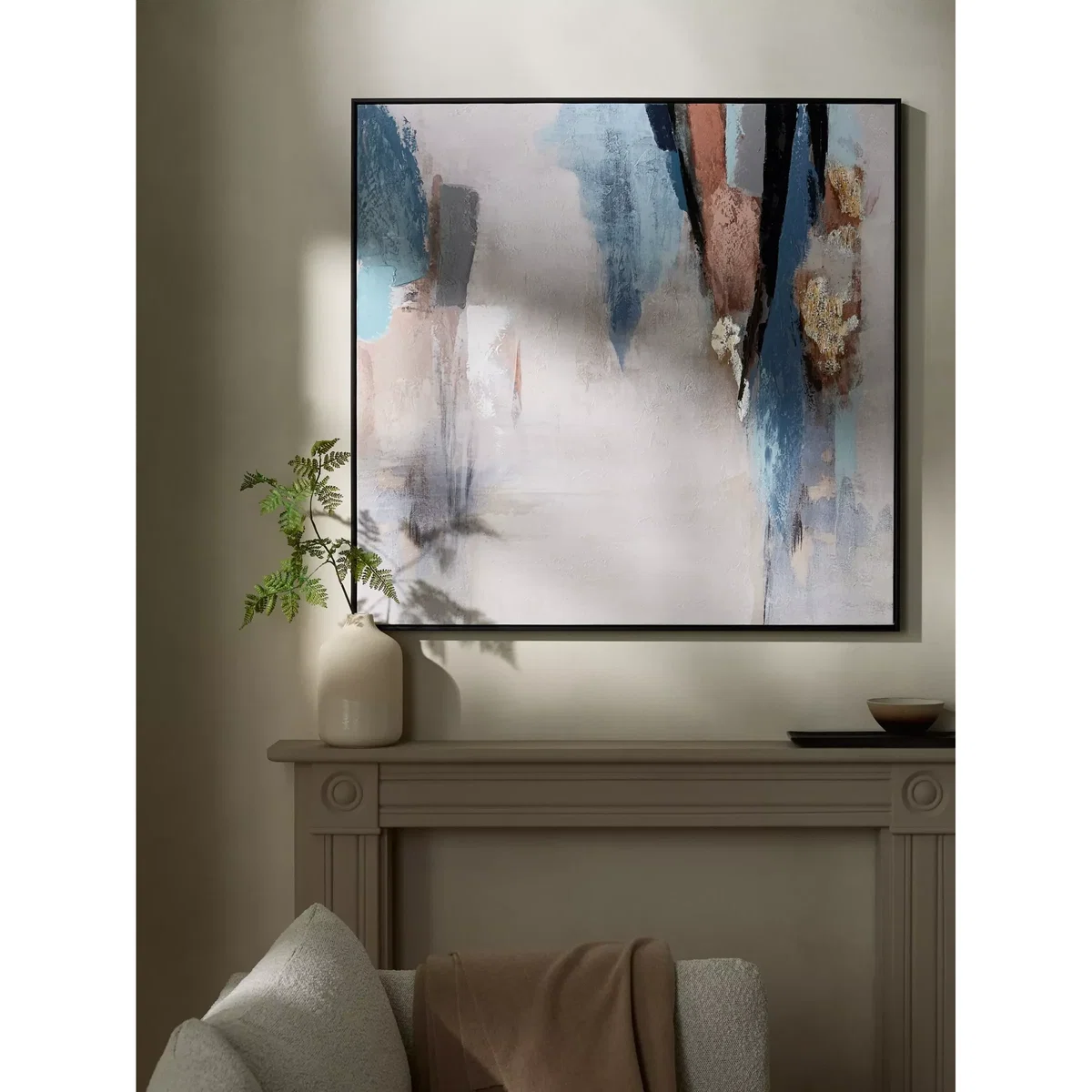 John Lewis Hand-Painted Framed Canvas, 100 x 100cm, Copper/Blue – image 2