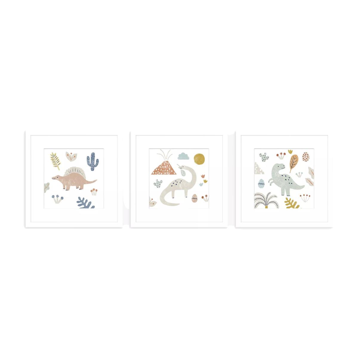 John Lewis Baby Dino Desert Wall Art Gallery Set, Set of 3, 20 x 20cm – image 1