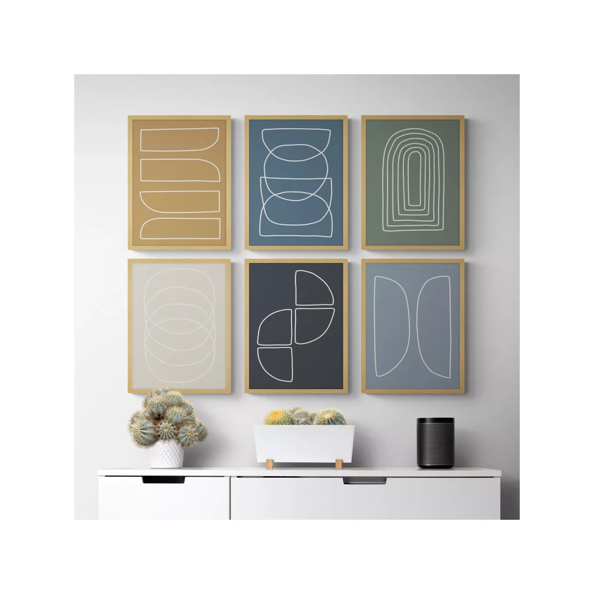 Print Punk Studio - 'Modern Lines' Framed Print, Set of 6, 42 x 32cm, Multi – image 3