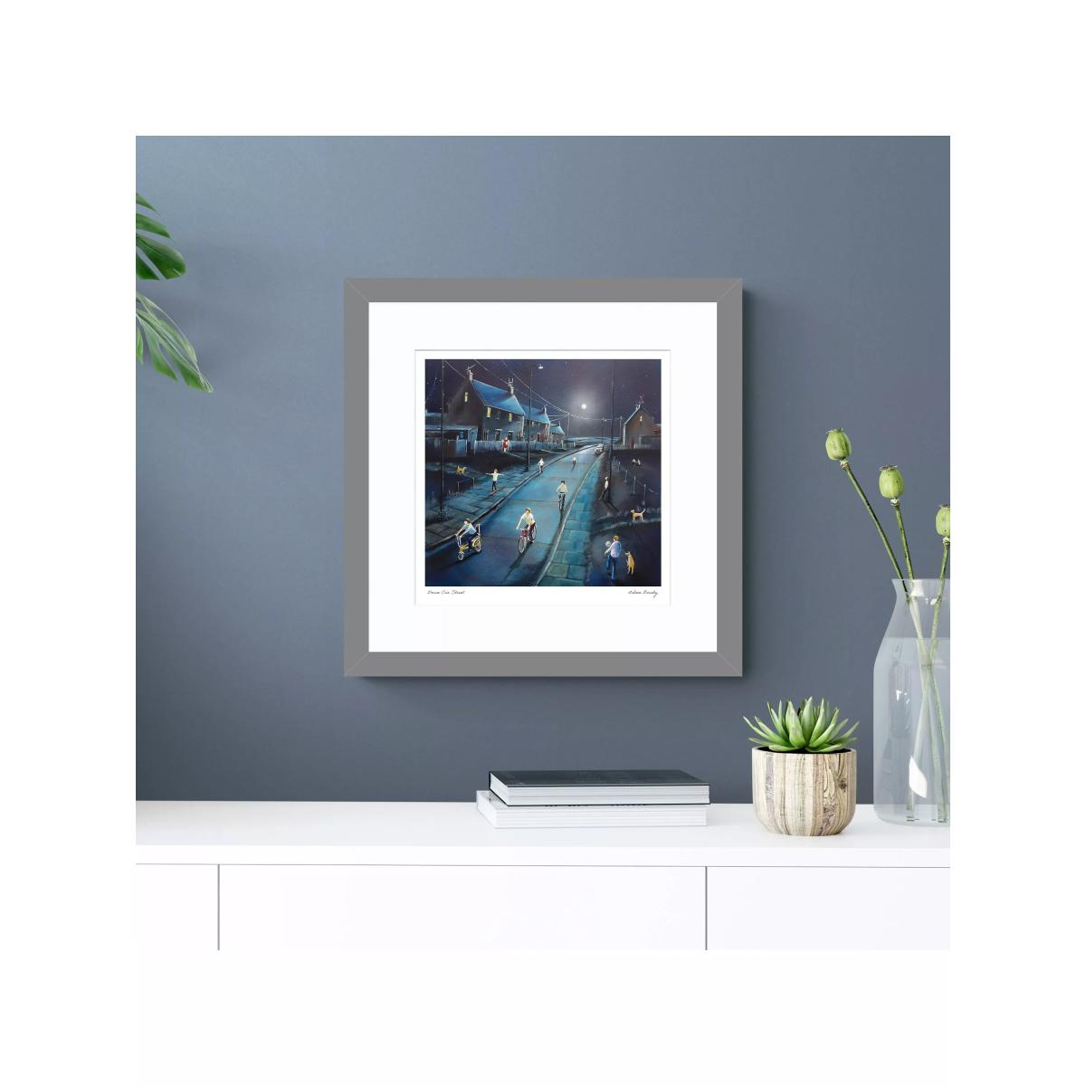 John Lewis Adam Barsby 'Down Our Street' Framed Print & Mount, 43.5 x 43.5cm, Blue/Multi – image 2