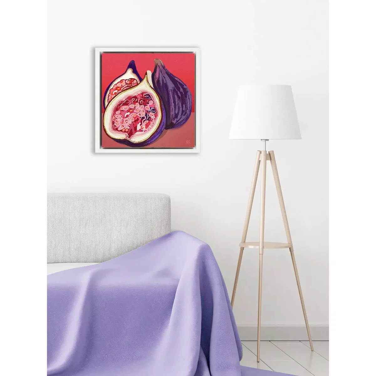 Meera Knowles - 'Fig' Framed Canvas Print, 34 x 34cm, Purple/Multi – image 2