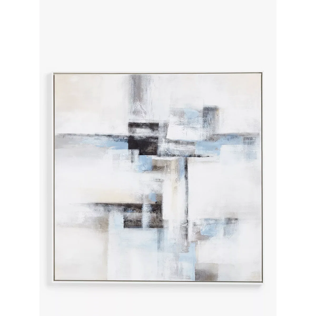 Tidal Rise - Hand-Painted Abstract Framed Canvas Print, 100 x 100cm, White/Grey – image 2