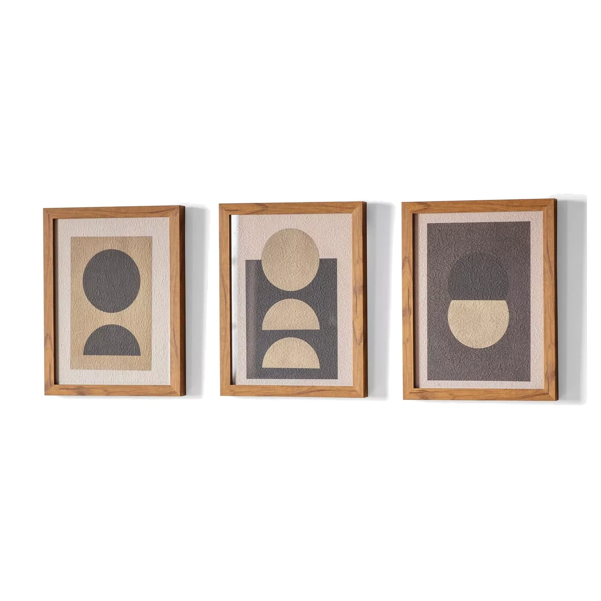 'Eclipse' - Abstract Framed Prints, Set of 3, 34 x 26.5cm, Brown – image 1