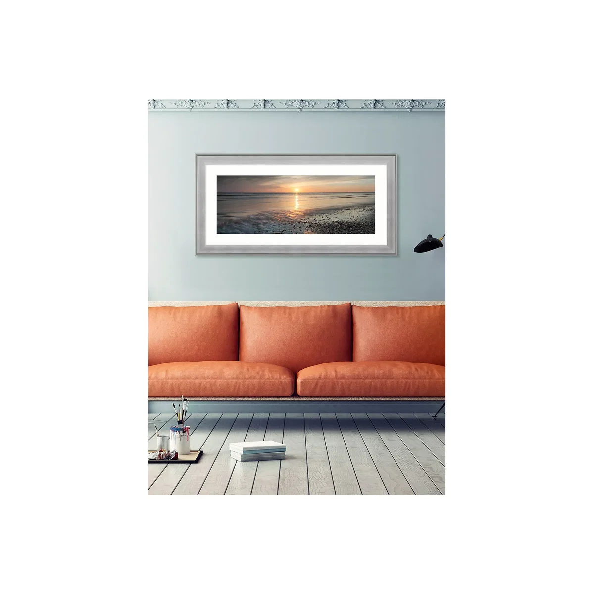 Mike Shepherd - Ebb & Flow Embellished Framed Print & Mount, 55 x 110cm, Orange/Multi – image 4