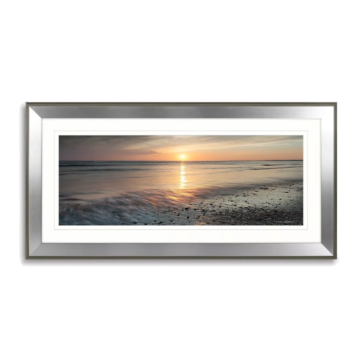 Mike Shepherd - Ebb & Flow Embellished Framed Print & Mount, 55 x 110cm, Orange/Multi – image 1