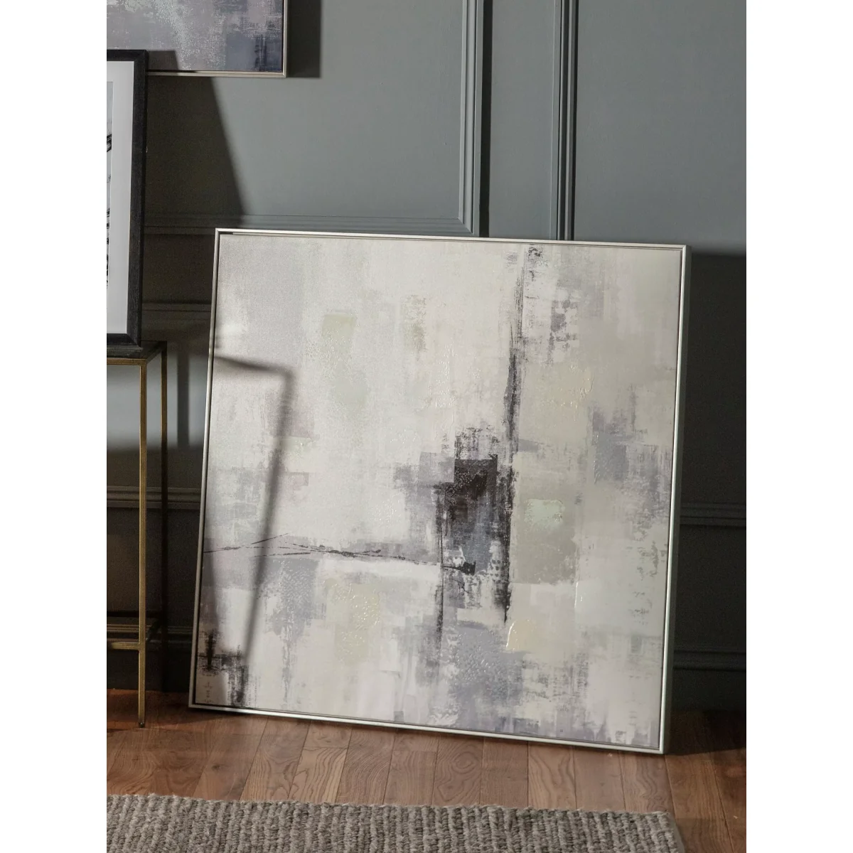 Urban Cityscape - Abstract Framed Canvas Print, 102.5 x 102.5cm, Grey/White – image 2
