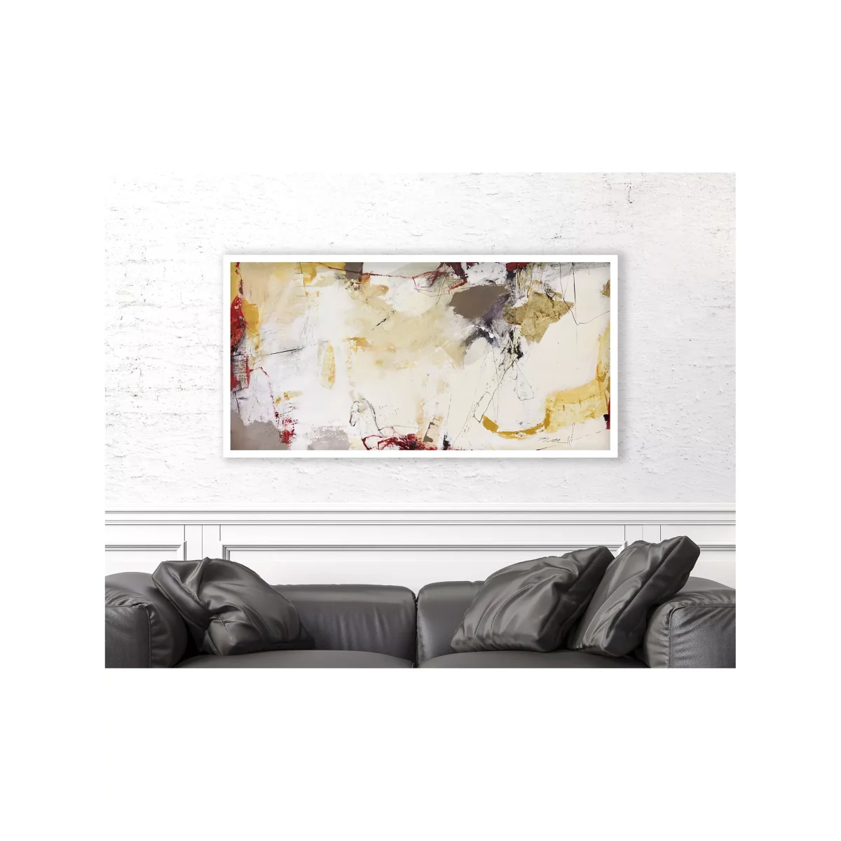 Natasha Barnes - 'Duck Amongst The Snow' Framed Canvas Print, 63.5 x 123.5cm, Yellow/Multi – image 2