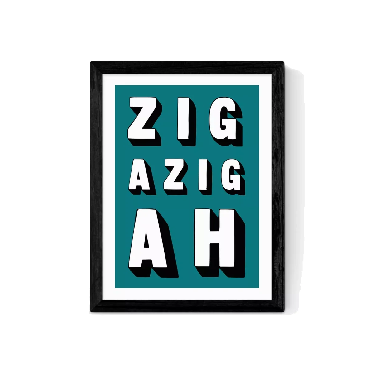 EAST END PRINTS Indieprints 'Zig-Azig-Ah' Framed Print, Teal – image 1